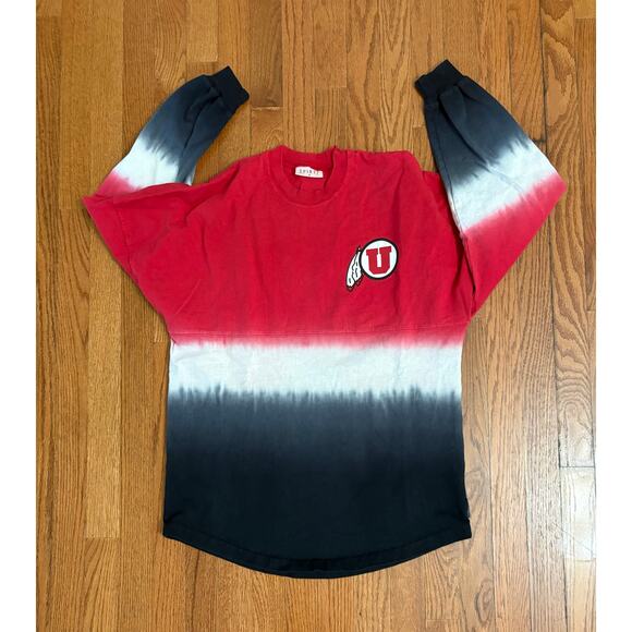 University of Utah Utes Spirit Jersey Women’s Small Ombre Red Black Long Sleeve - Picture 1 of 5